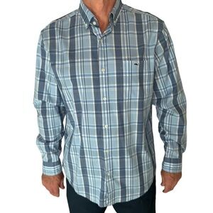 VINEYARD VINES Blue Plaid Classic Fit Tucker Shirt Casual Button Down Sz Large
